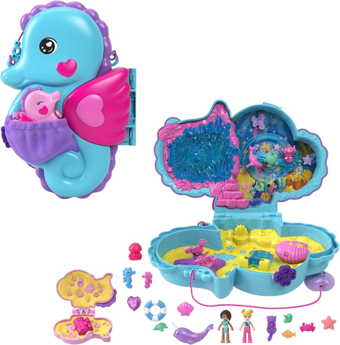 Polly Pocket - Juego de bolsa de caballitos de mar 2 en 1 HWP03