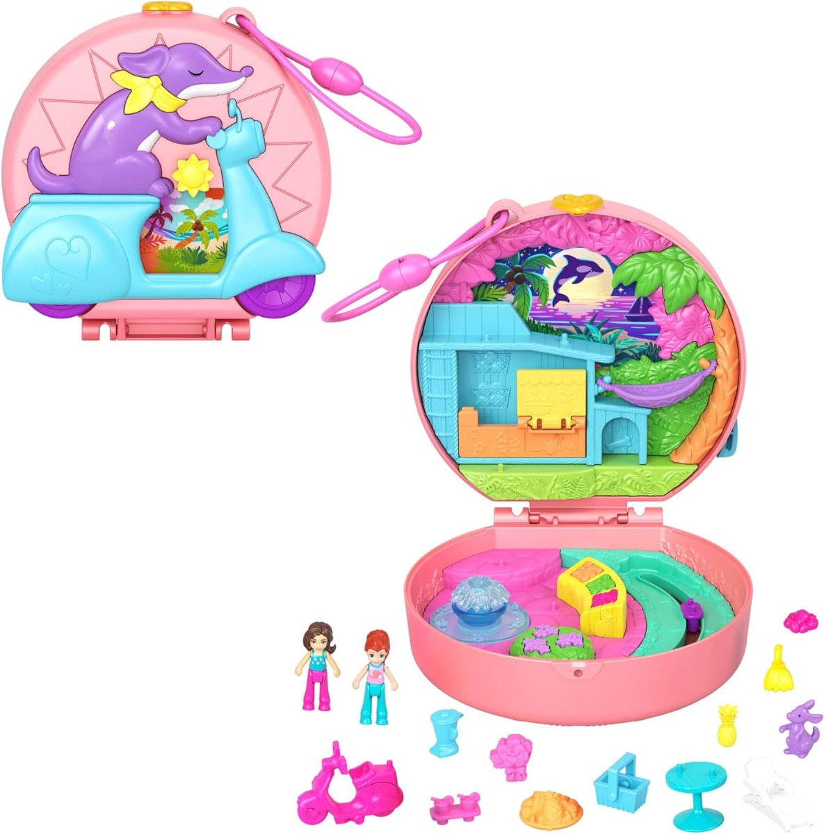 Polly Pocket Compact Surprise World Puppy on a Motorcycle HWN98