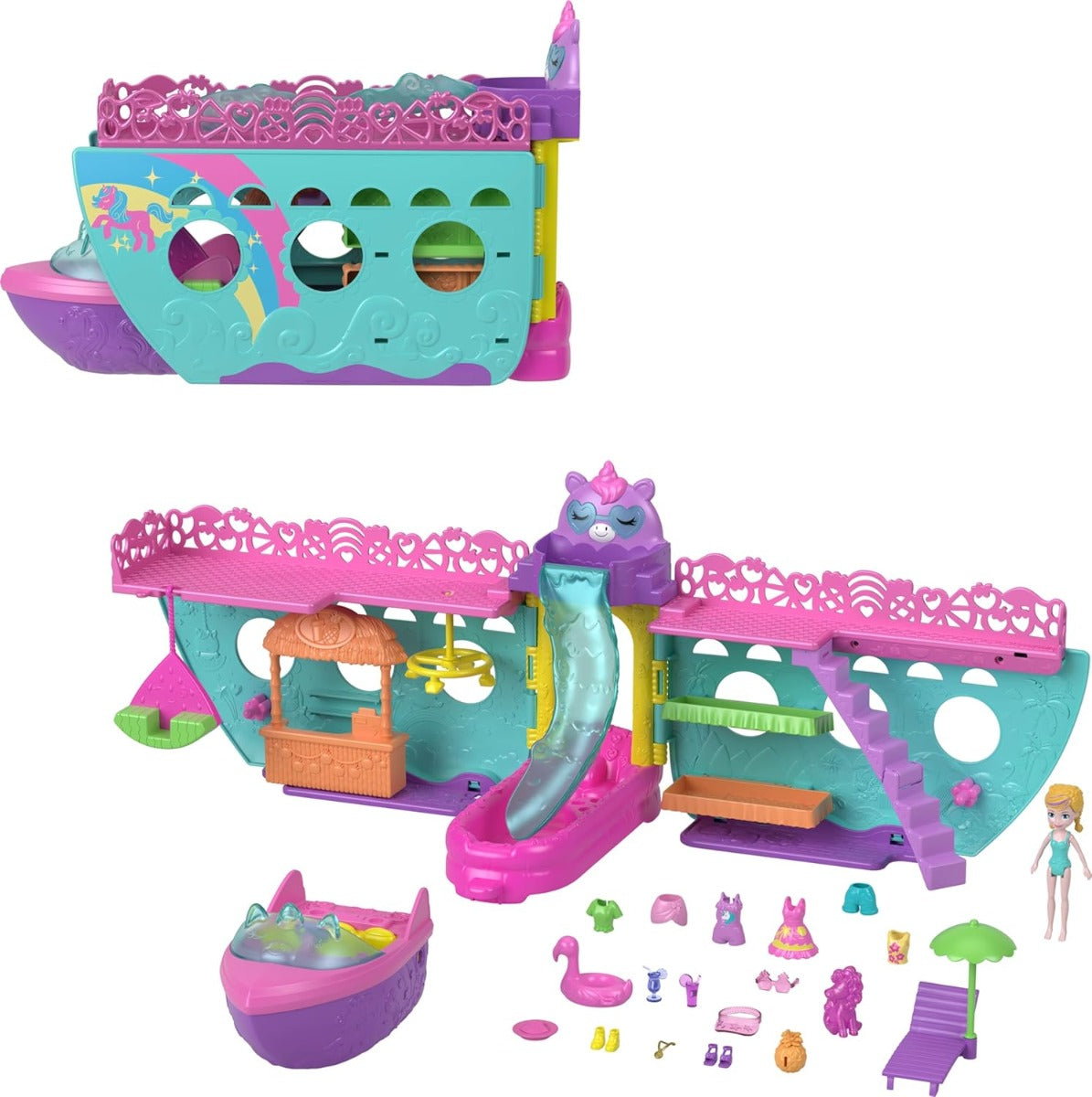 Polly Pocket, Set de Juego Bote de Unicornio HW926