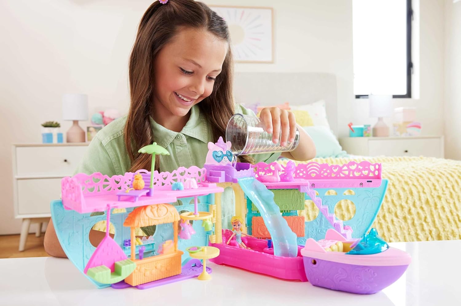 Polly Pocket, Set de Juego Bote de Unicornio HW926