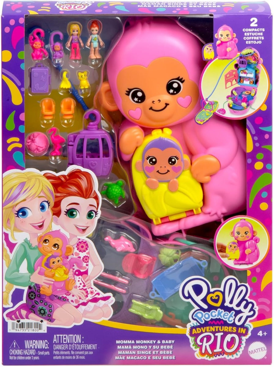 Polly Pocket Adventures in Rio Mommy Monkey and her Baby HWP04