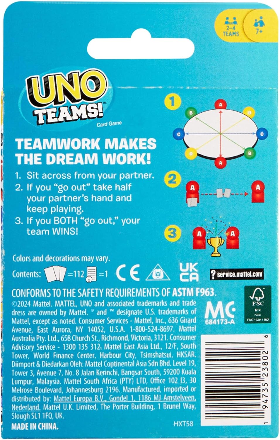 UNO JUEGO DE CARTAS TEAMS PARA NIÑOS HXT58