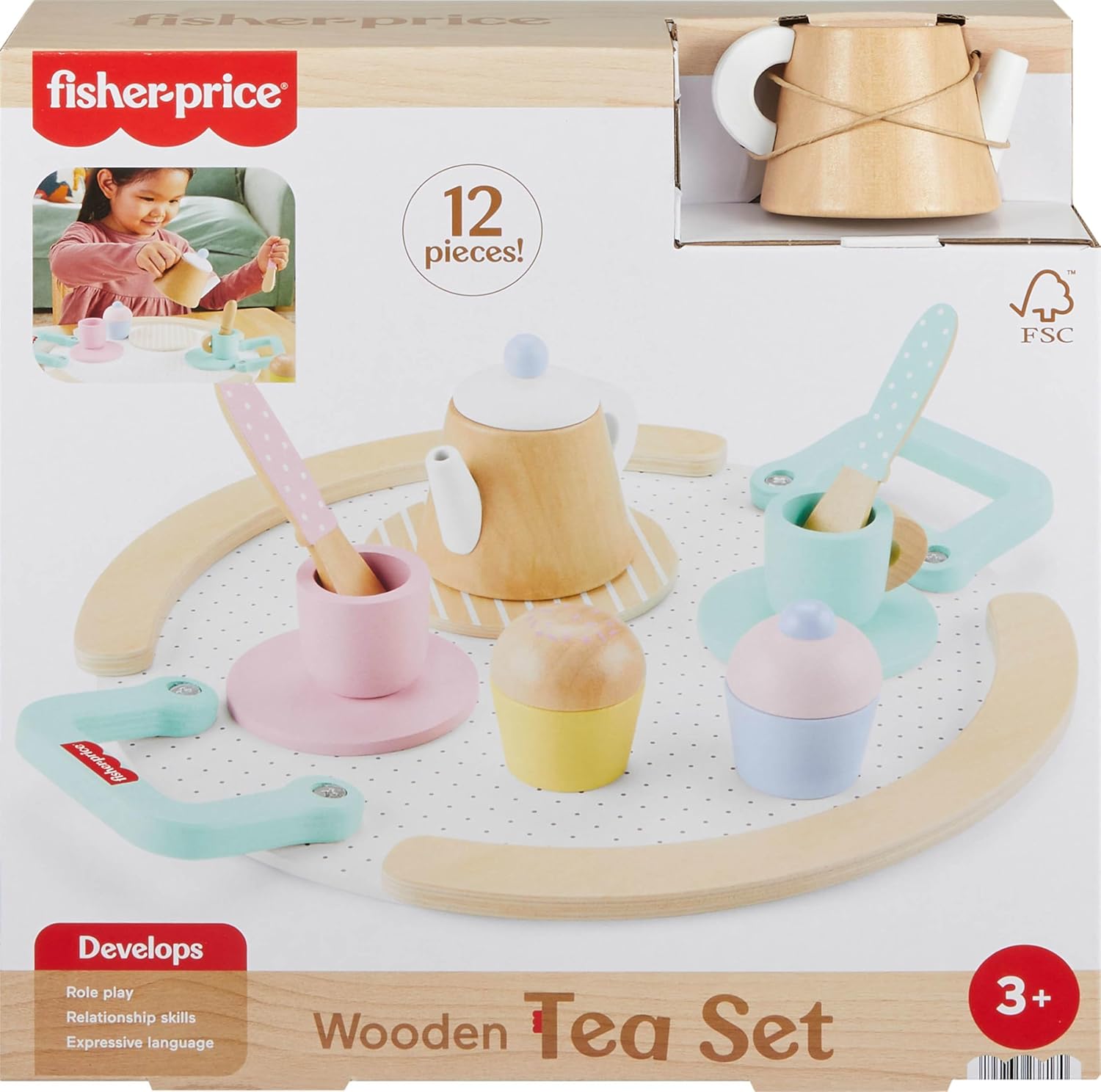 F P W UUGUETE PARA BEBÉS JUEGO DE TÉ DE MADERA HXT82