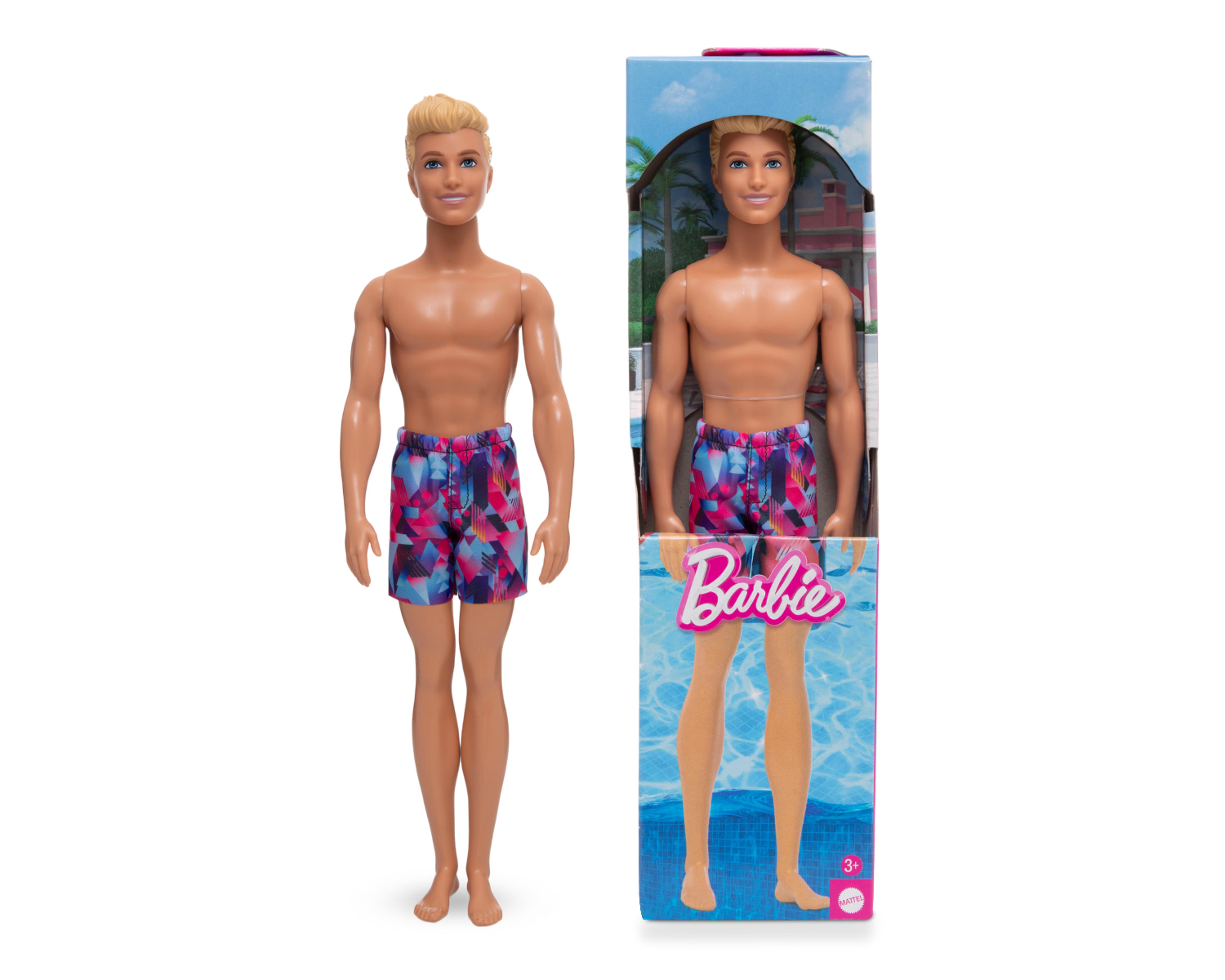 Barbie Ken Beach Doll with Pink and Blue Swimsuit HXX52