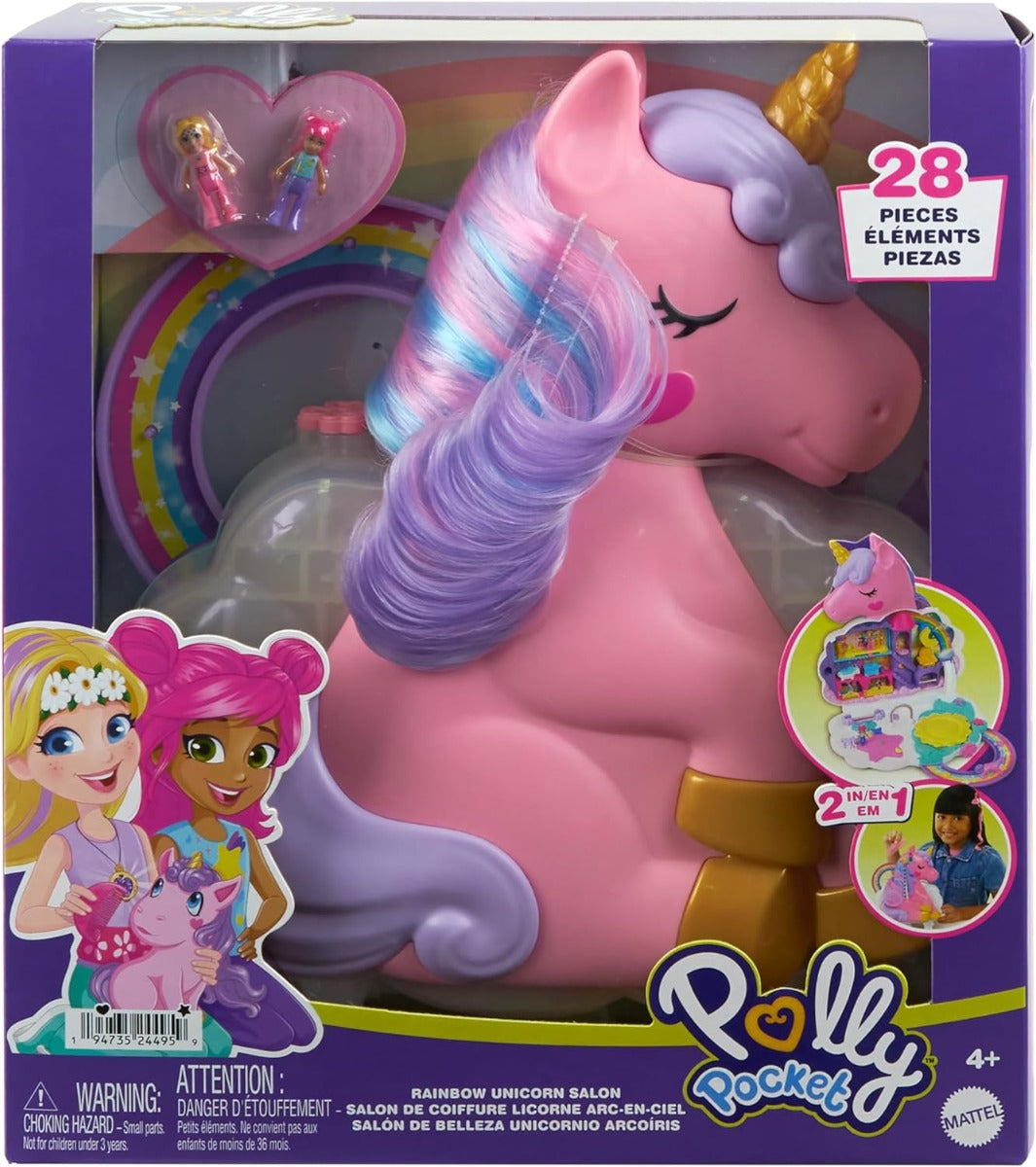 Polly Pocket Compact Unicorn and Rainbow HYD97