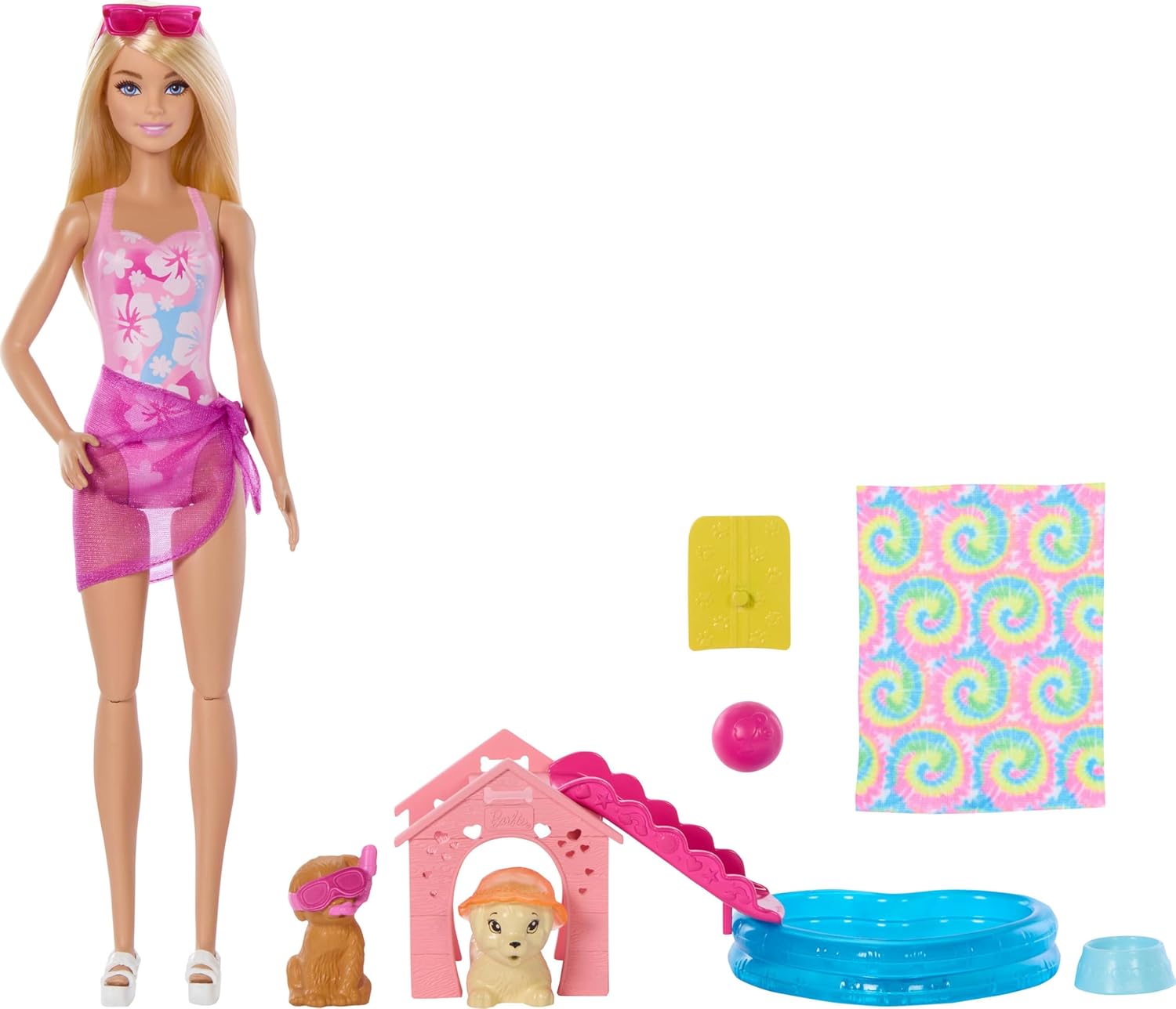 BARBIE SET DE JUEGO FIESTA EN LA PISCINA CON PERRITOS  JBF35