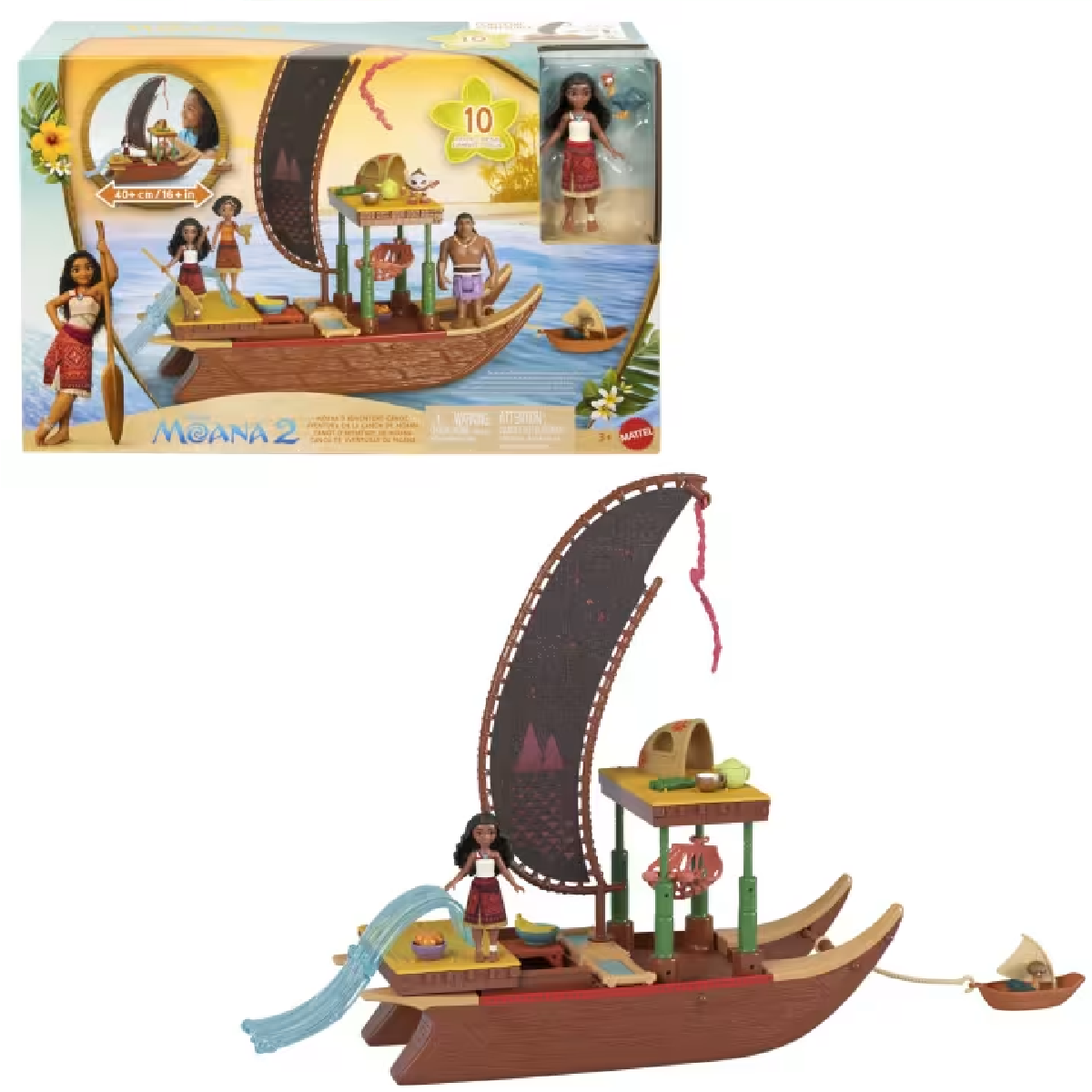 Moana 2 Set de Juego Bote de Aventuras con Mini Muñeca y Accesorios JBT54