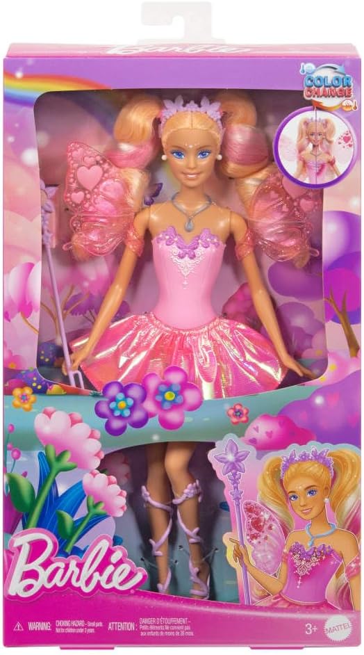 BARBIE MUÑECA HADA COLORES MÁGICOS PARA NIÑAS  JCP76