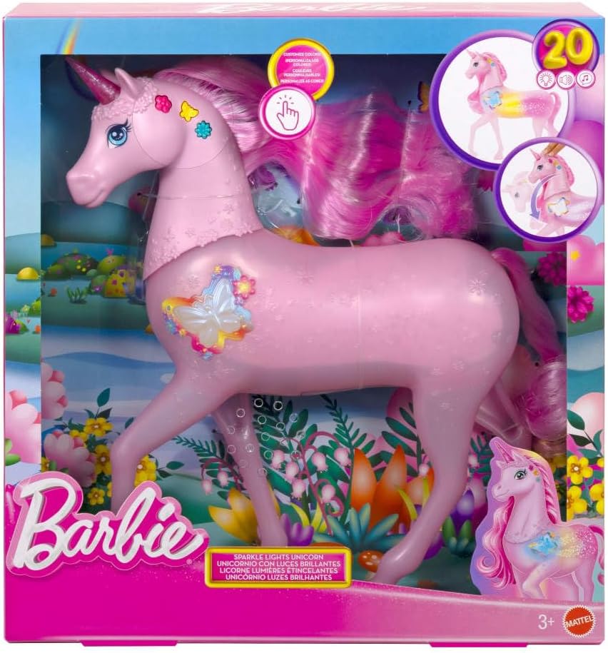 BARBIE FANTASÍA SET DE JUEGO UNICORNIO CON LUZ Y SONIDO  JCP78