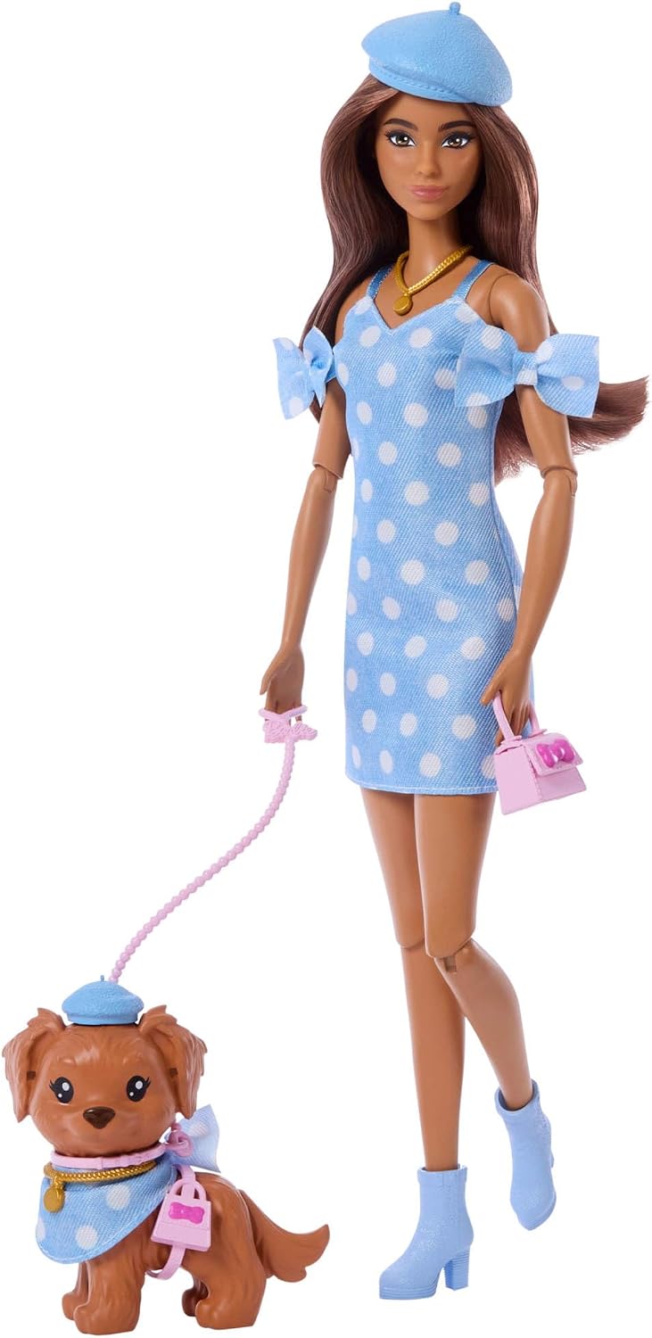 BARBIE FASHION BEAUTY MUNECA LOOKS IGUALES TERESA Y PERRITO JFP38