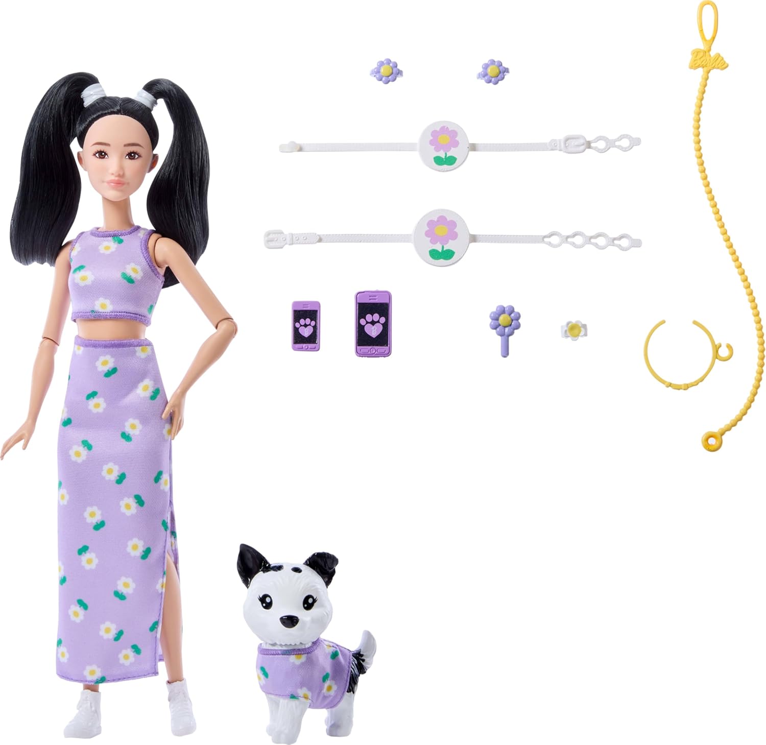 BARBIE FASHION AND BEAUTY MUNECA LOOKS IGUALES RENEE Y PERRITO JFP39