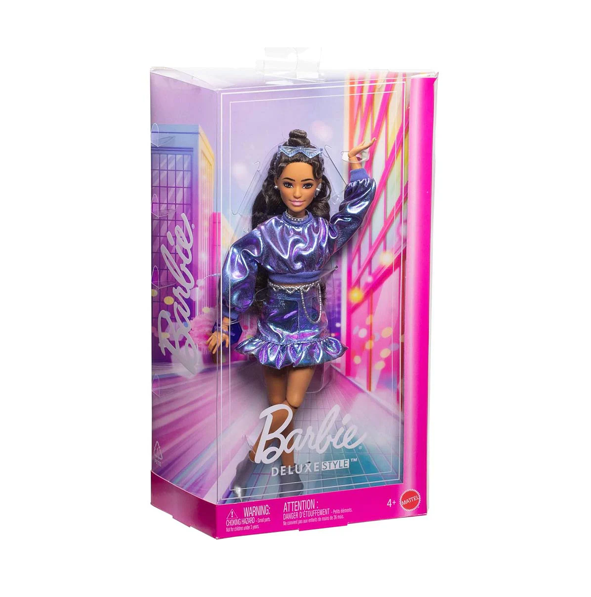 BARBIE FASHIONISTA MUÑECA CON CABELLO CASTAÑO Y COJUNTO AZUL  JFP42