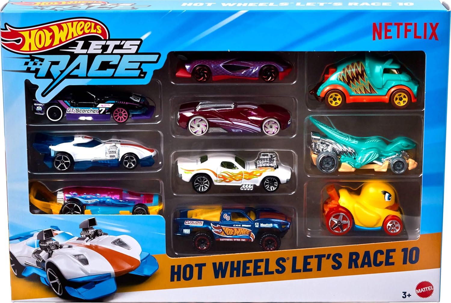 HW VEHÍCULO LET'S RACE PAQUETE DE 10 AUTOS SORPRESA  JGN40
