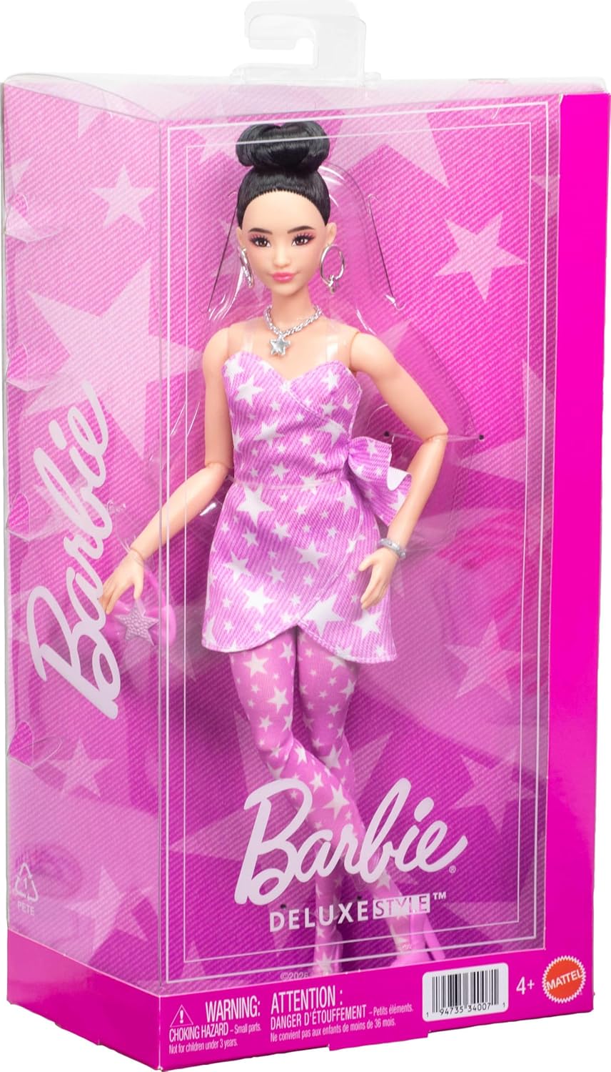 BARBIE FASHIONISTA DELUXE STYLE MUÑECA CON VESTIDO ROSA JJN71
