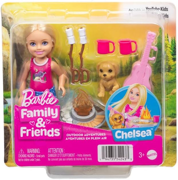 BARBIE CHELSEA MUÑECA CAMPISTA C. PERRITO Y FOGATA JJV61