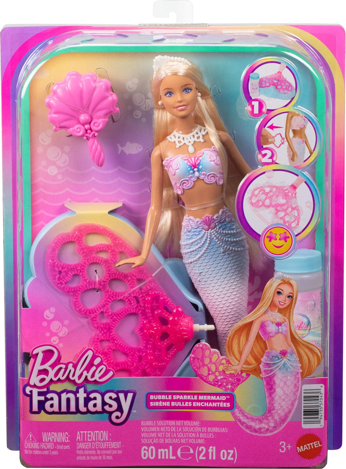 BARBIE FANTASÍA SIRENA CON BURBUJAS  JLW56