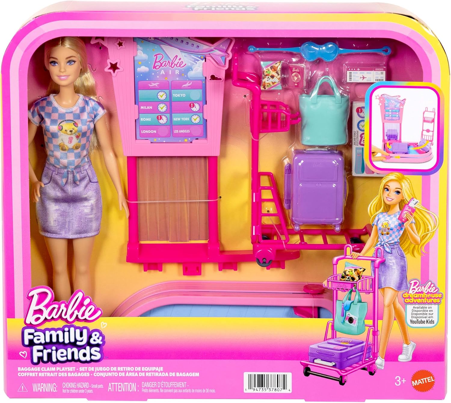 Barbie  Set de Juego con Muñeca Aventuras de Viaje  JMJ49