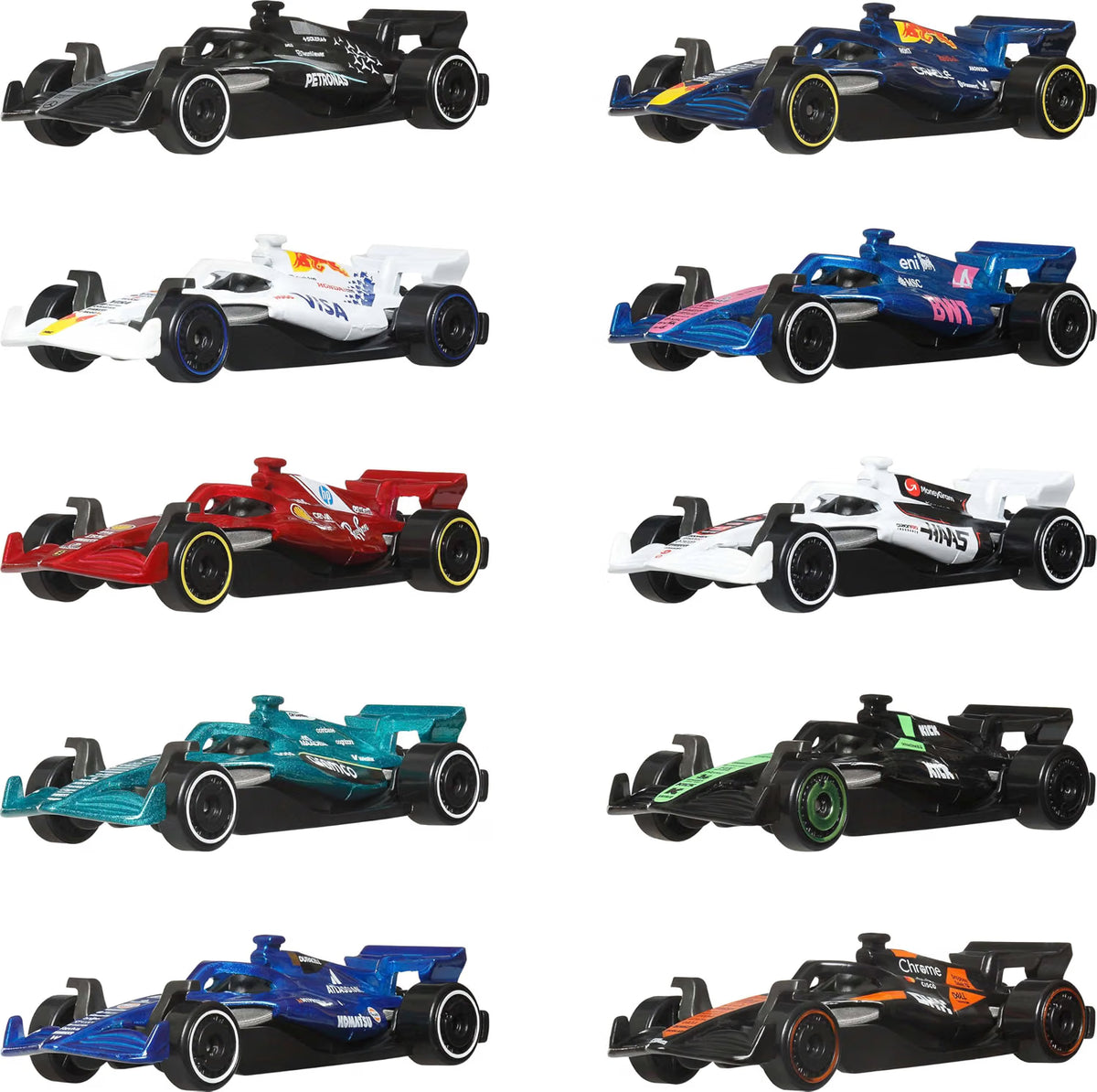 HW DIECAST PAQUETE DE 10 AUTOS F1  JMM24