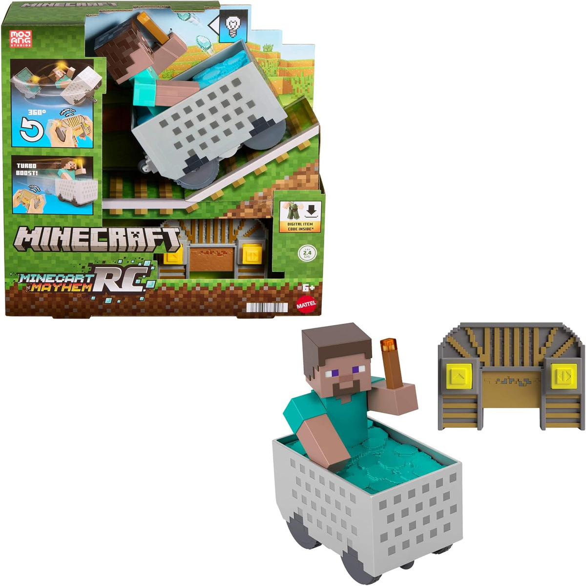 MINECRAFT VANILLA RC DE STEVE Y MINECART  JMT40
