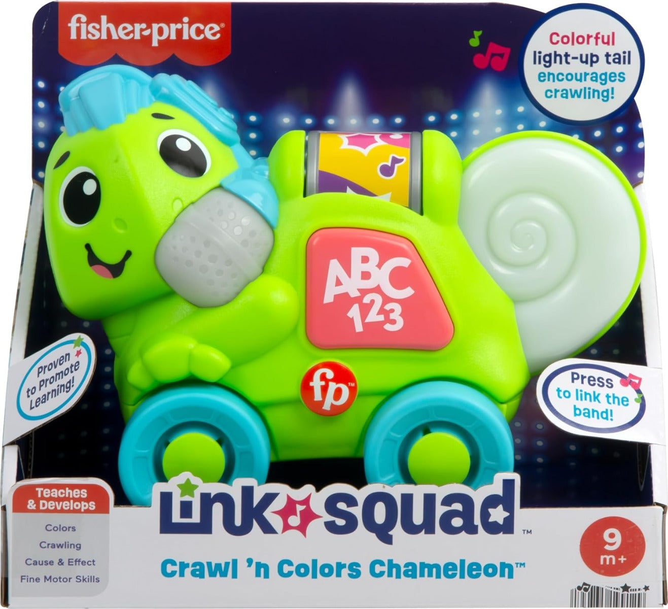 Fisher-Price Juguete de aprendizaje para bebés Link Squad Crawl 'n Colors Camaleón HYL18