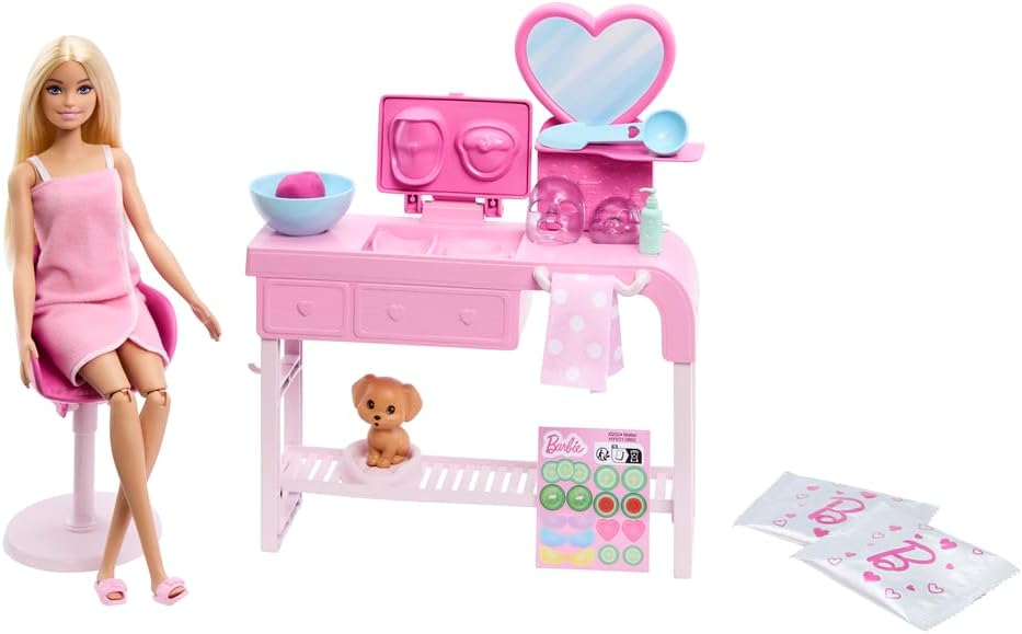 BARBIE FASHION & BEAUTY SET JUEGO DÍA SPA Y MASCARILLAS  HYV31
