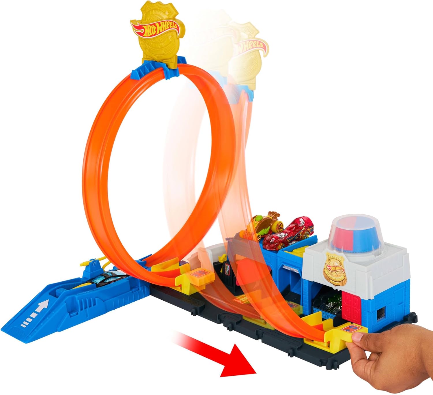 Pista Conjunto De Pista De Gasolinera Con Serpiente Y Coche Hot Wheels