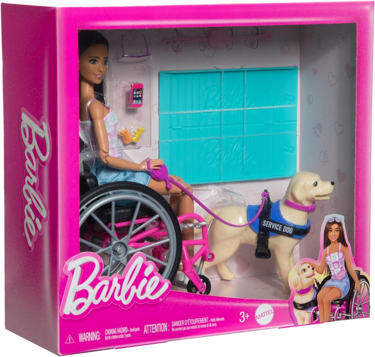 Barbie Doll in Wheelchair with Service Dog HJY85