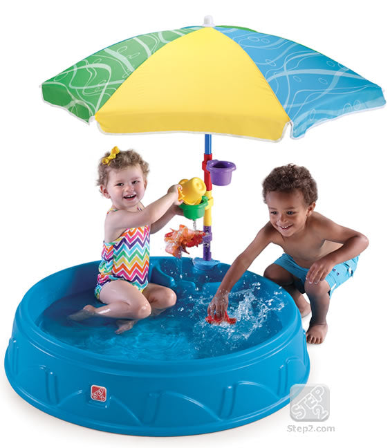 Pool with umbrella and accessories