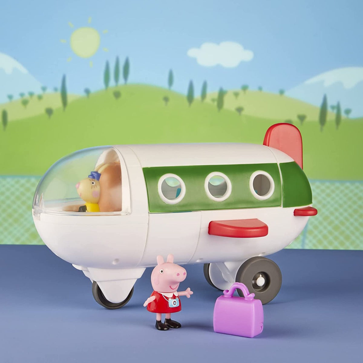 Peppa Pig travels by plane