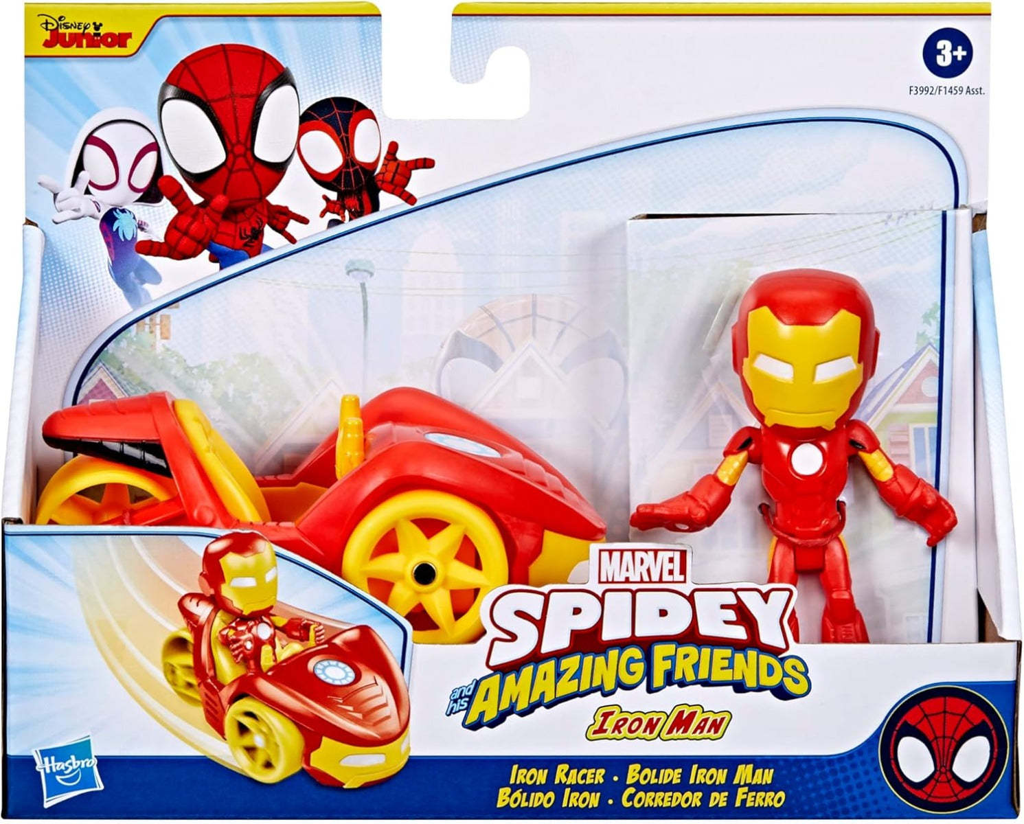 Marvel Spidey and His Amazing Friends Iron Man Figure and Hot Rod Vehicle F9346