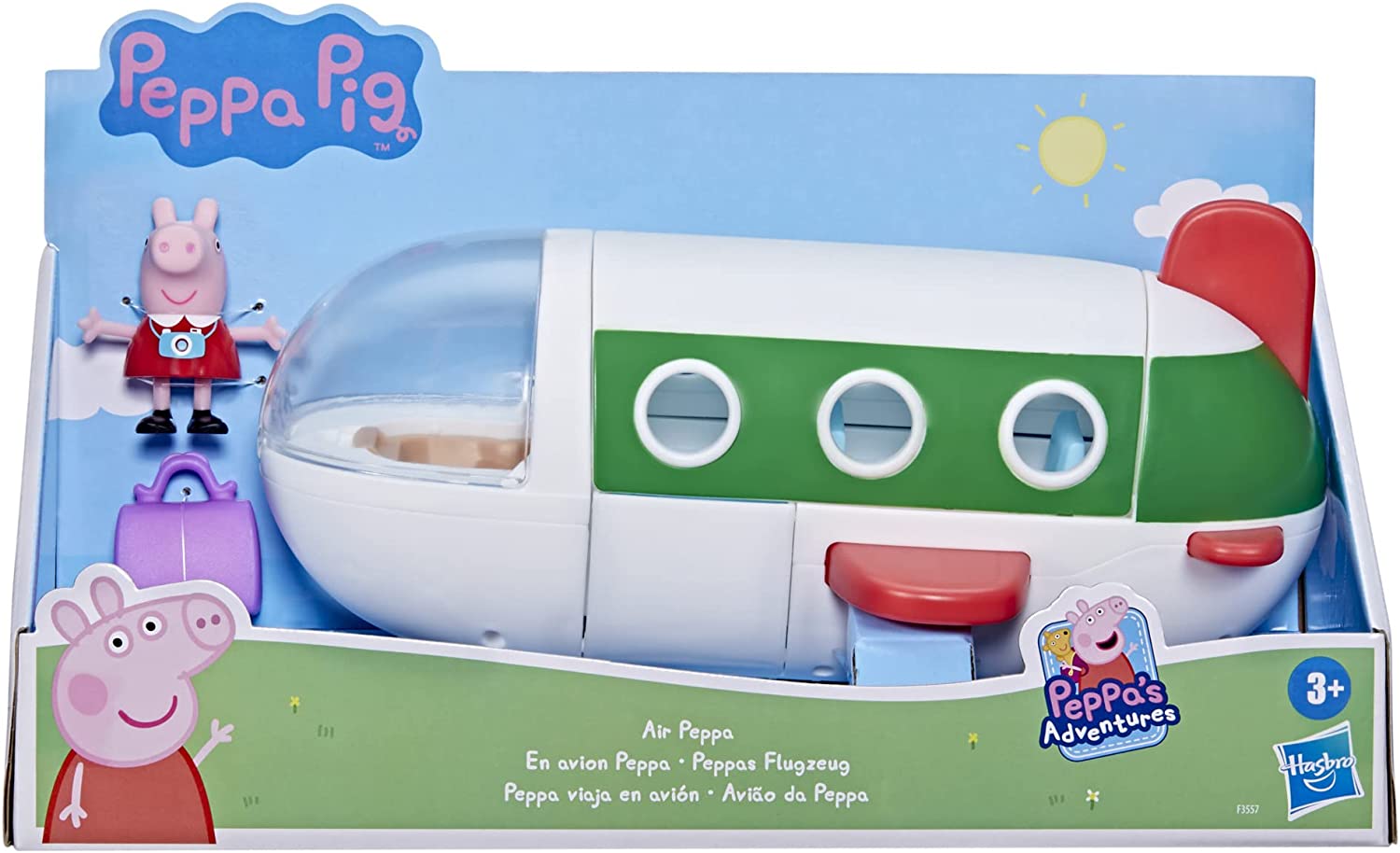 Peppa Pig travels by plane