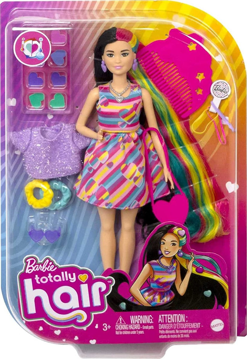 Barbie Fashion &amp; Beauty Totally Hair Colorful Striped Dress