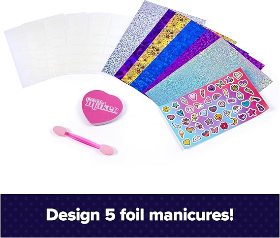 COOL MAKER KIT DE UÑAS CON LÁMINA BRILLANTE Y CALCOMANÍAS