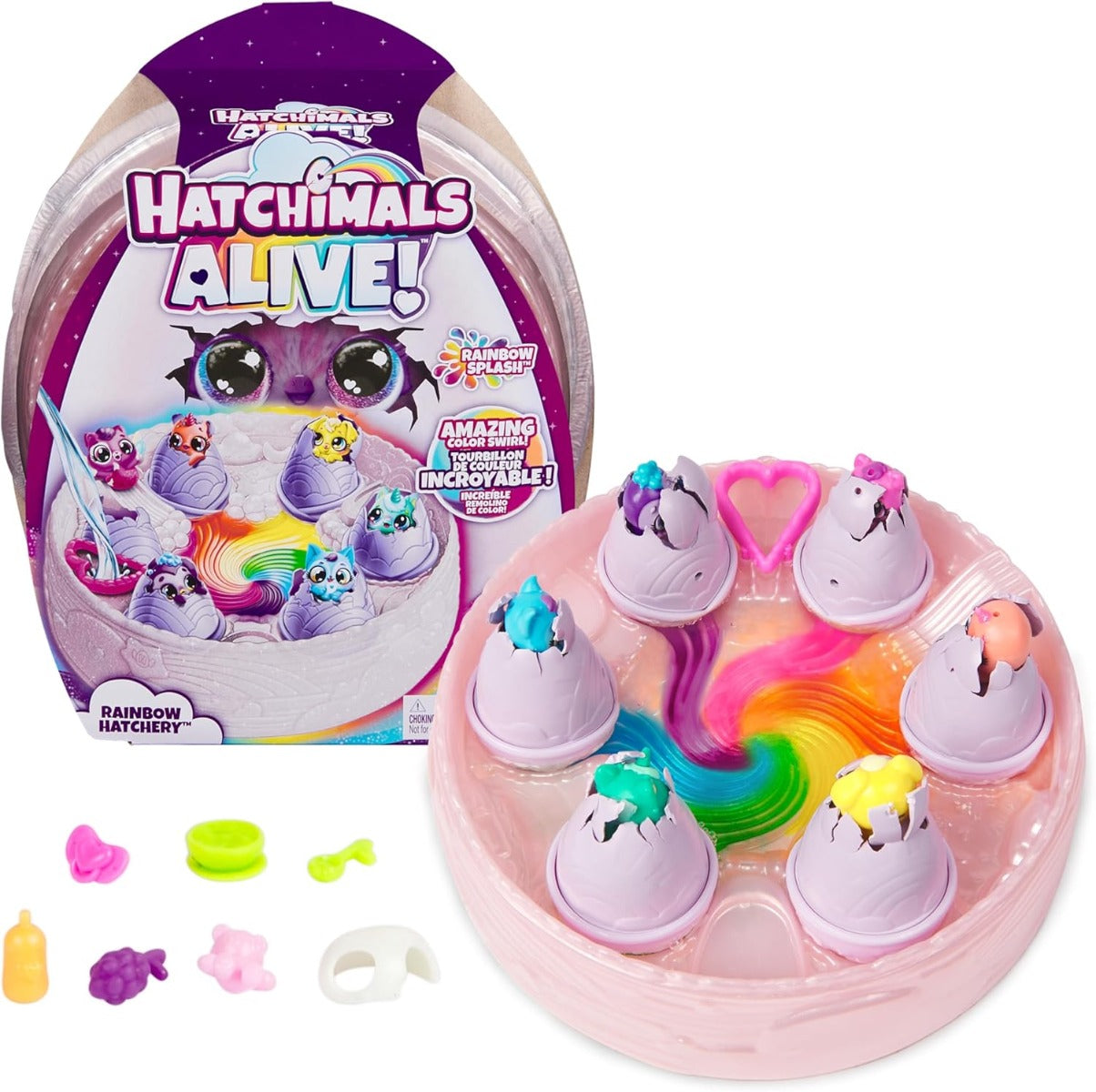 Hatchimals Alive Rainbow Hatchery Toy with 6 Mini Figures