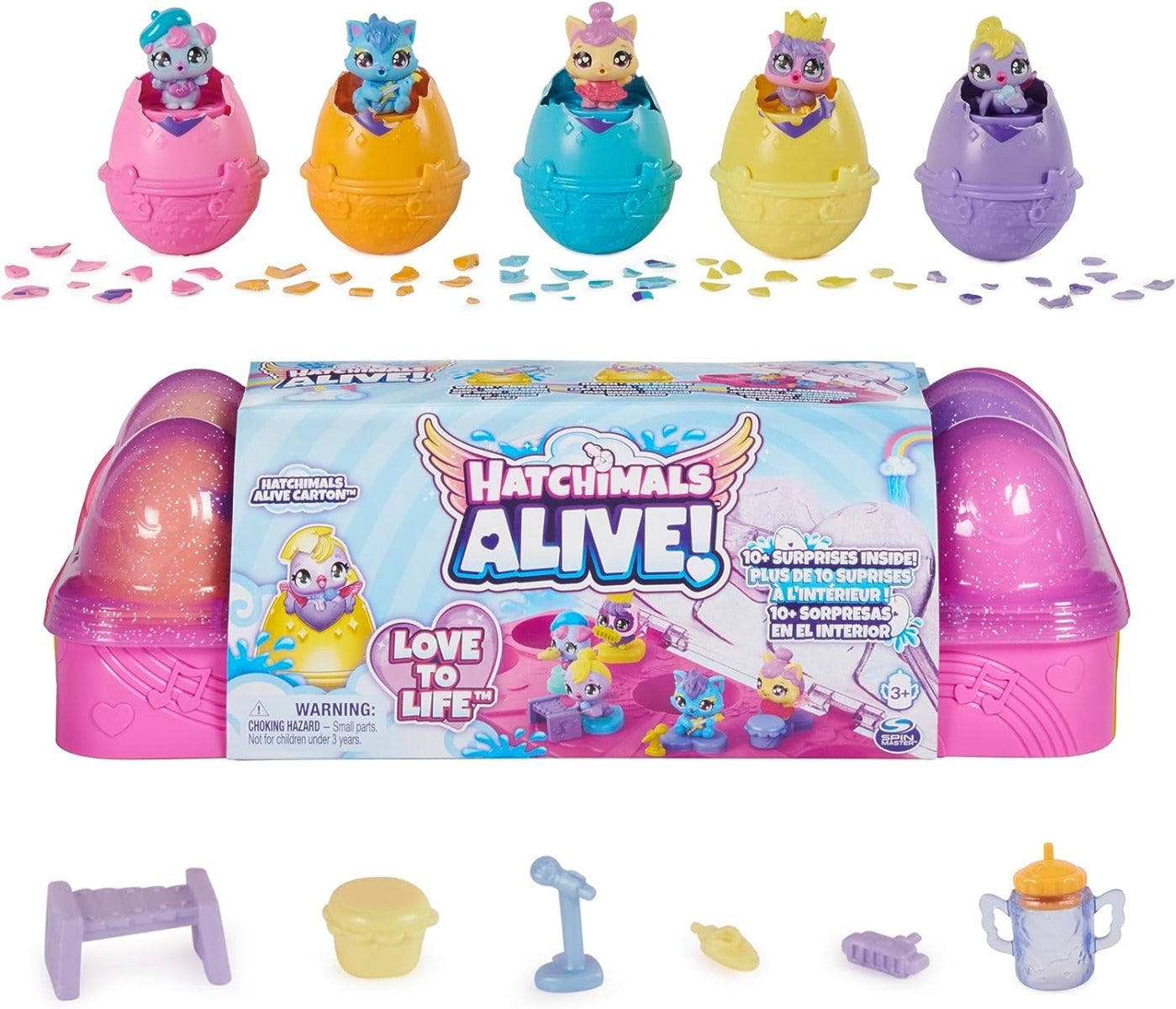 Hatchimals Alive cardboard with 5 Minifigures in Eggs