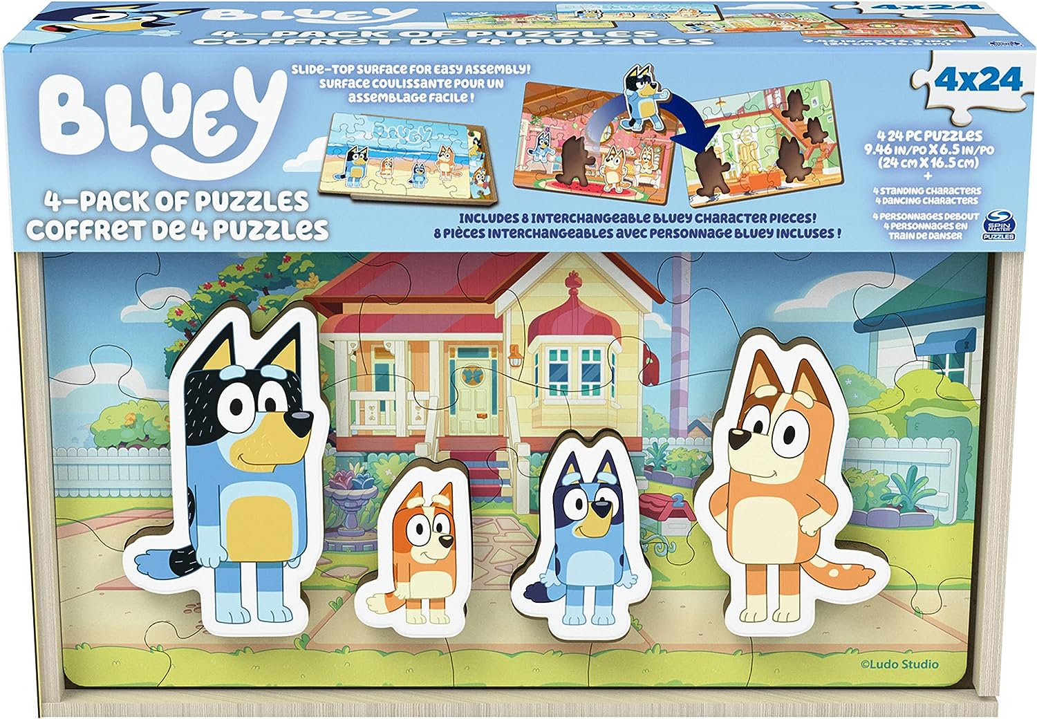 Bluey 4 Pack Wooden Bingo Character Puzzles