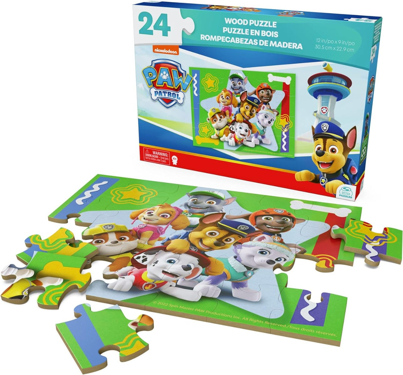 Paw Patrol 24 Piece Wooden Puzzle of Chase, Skye, Marshall, Everest, Zuma, Rocky and Rubble