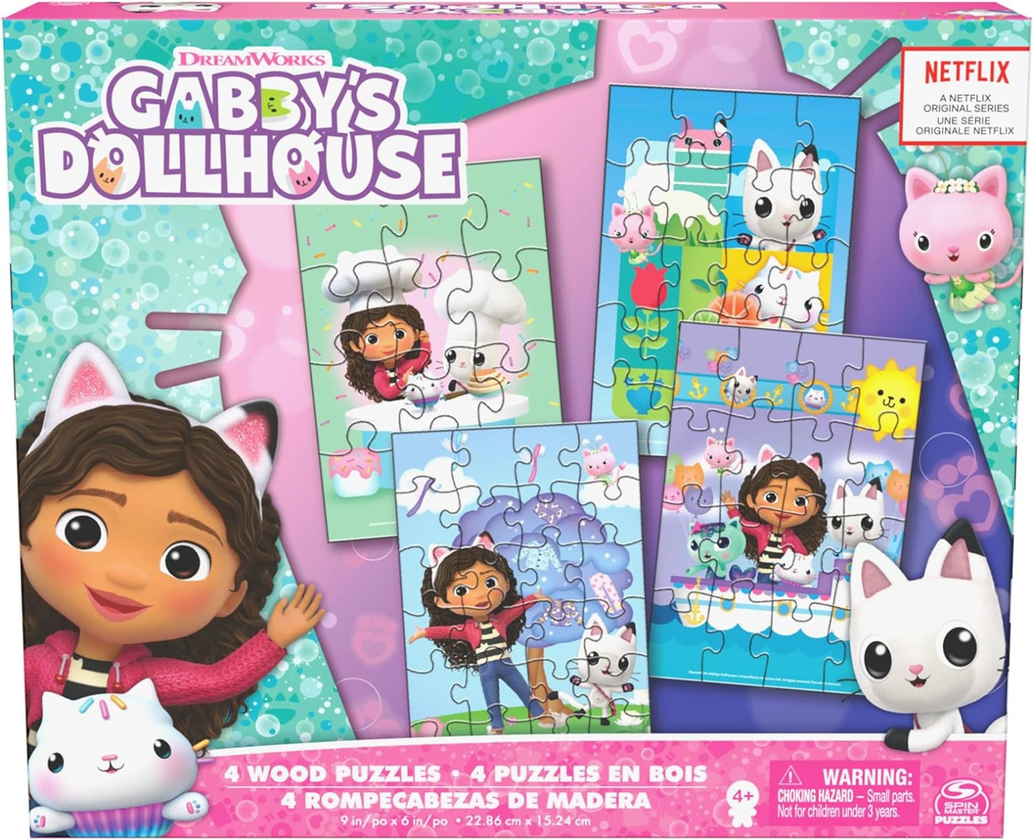 Spin Master Gabby's Dollhouse 4 Wooden Puzzles