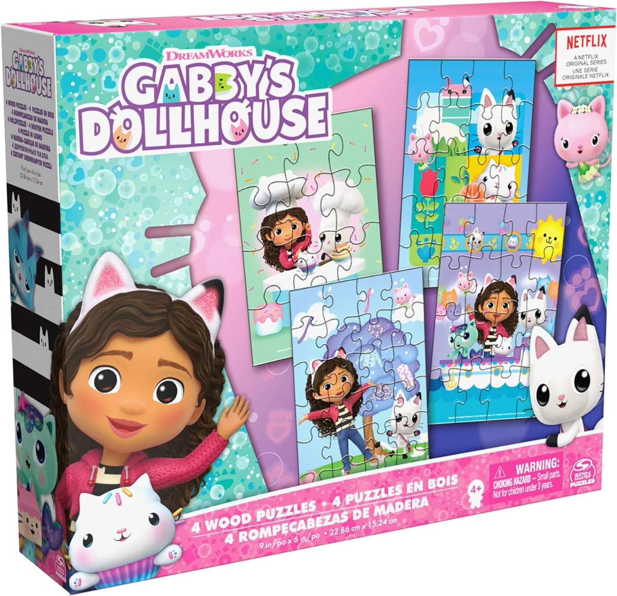 Spin Master Gabby's Dollhouse 4 Wooden Puzzles