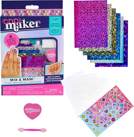COOL MAKER KIT DE UÑAS CON LÁMINA BRILLANTE Y CALCOMANÍAS