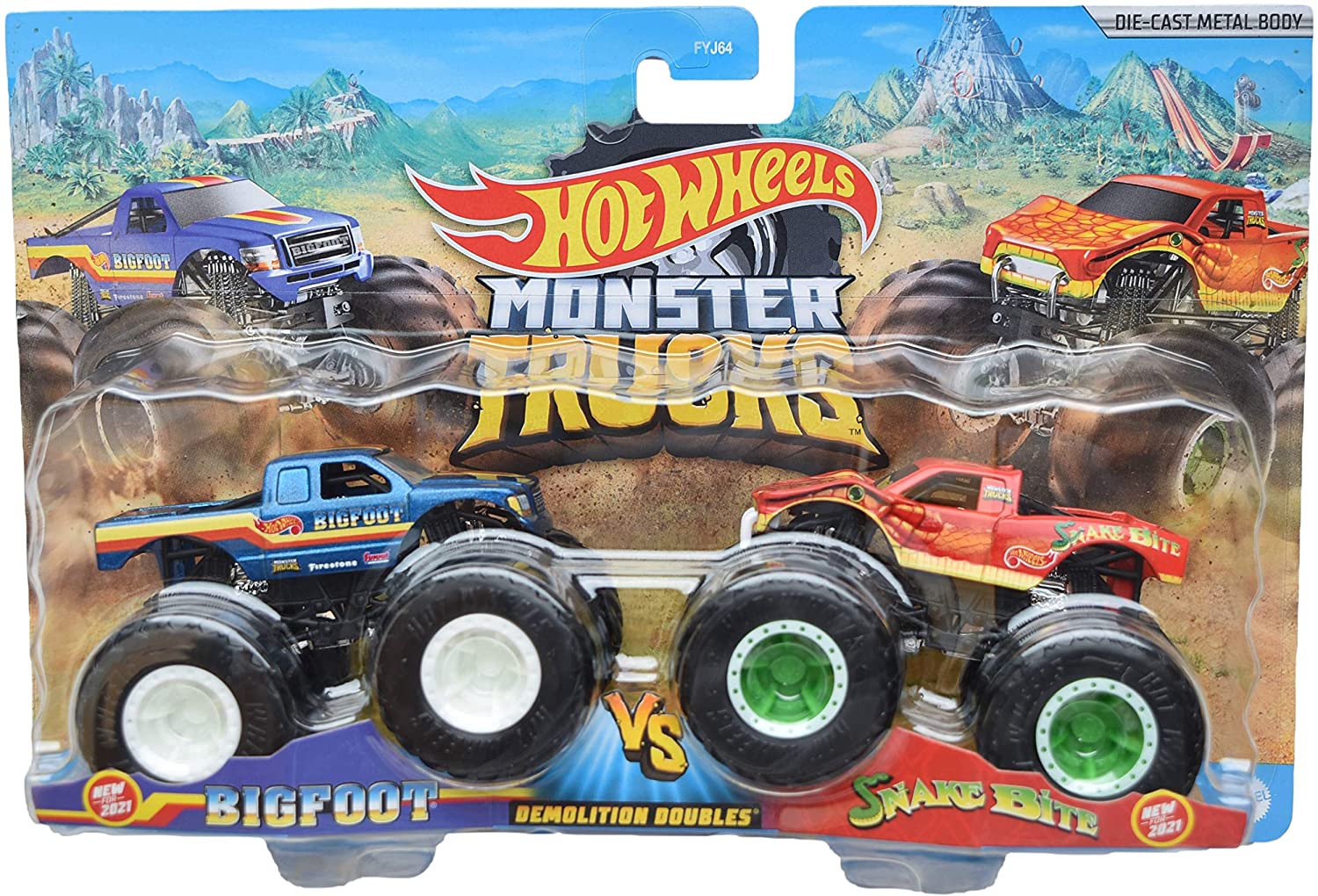 Hot Wheels Monster Trucks 2-Pack 1:64 Scale FYJ64