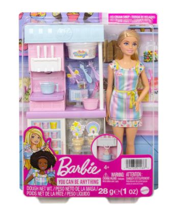 Barbie Professions Ice Cream Parlor Set with Doll HCN46