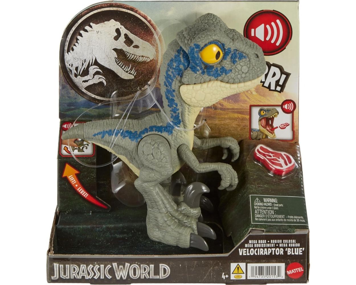 Jurassic World Dinosaurio de Juguete Velociraptor Blue Mega Roar Interactivo HVB43 JulioCepeda